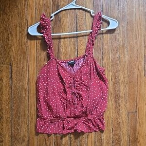 Express Red Polka Dot Ruffle-Trim Camisole